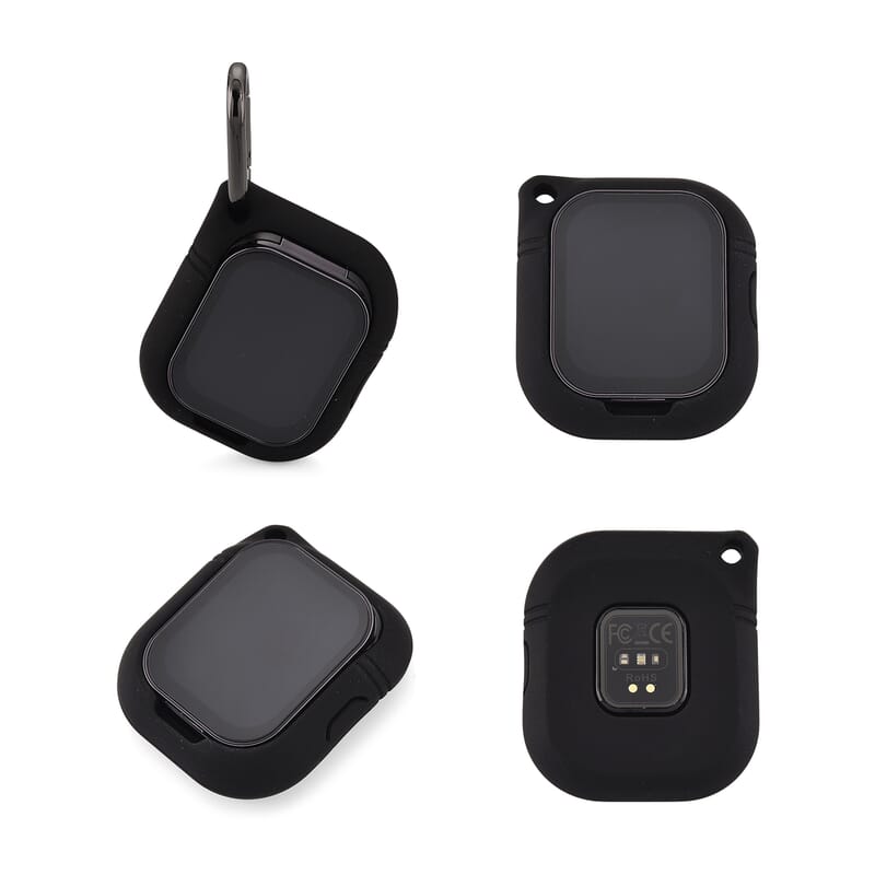 D8_PRO Smart Watch with Black and Orange Silicone Strap and Earbuds