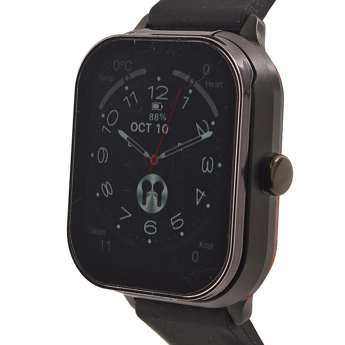 D8_PRO Smart Watch with Black and Orange Silicone Strap and Earbuds image number 5