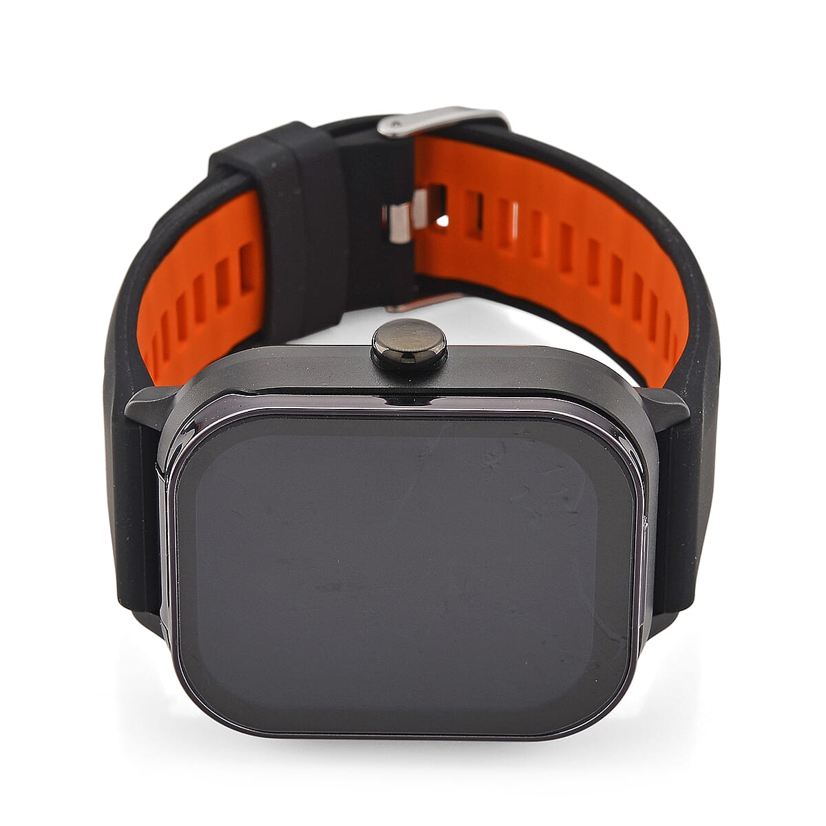 D8_PRO Smart Watch with Black and Orange Silicone Strap and Earbuds image number 6