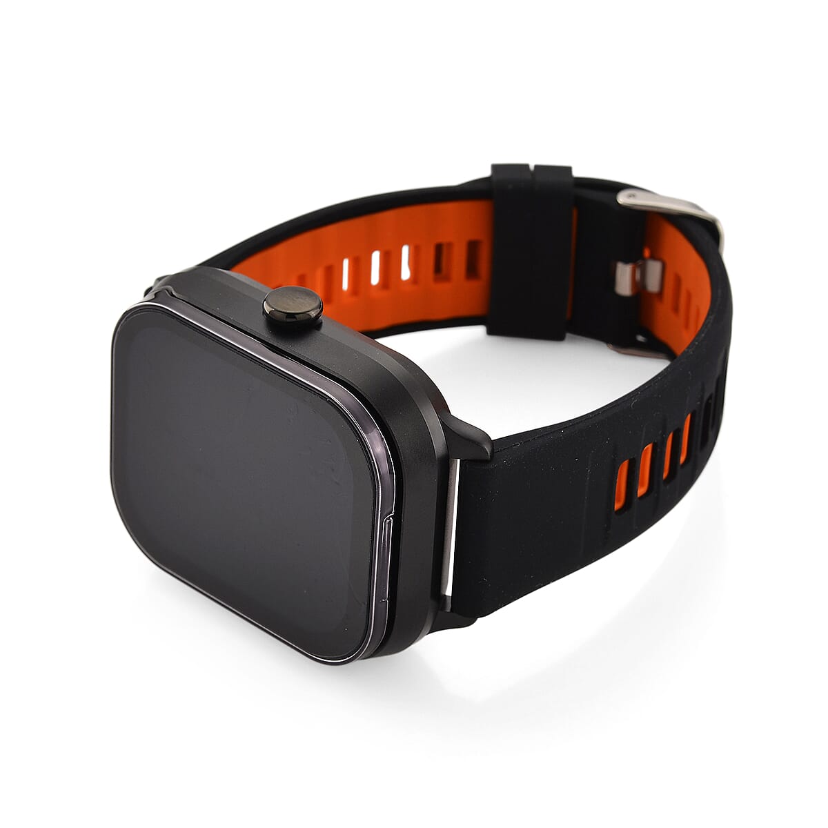D8_PRO Smart Watch with Black and Orange Silicone Strap and Earbuds image number 7