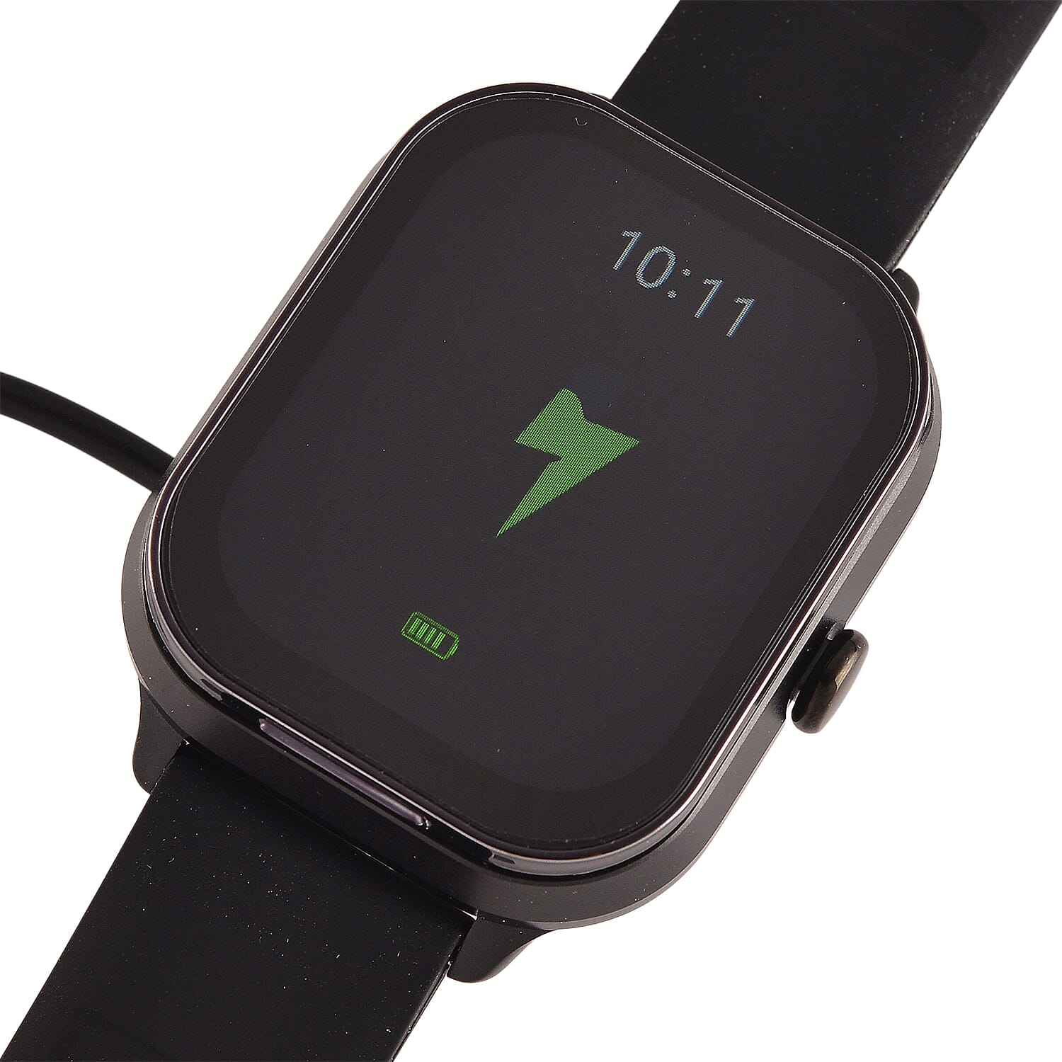 D8_PRO Smart Watch with Black and Orange Silicone Strap and Earbuds