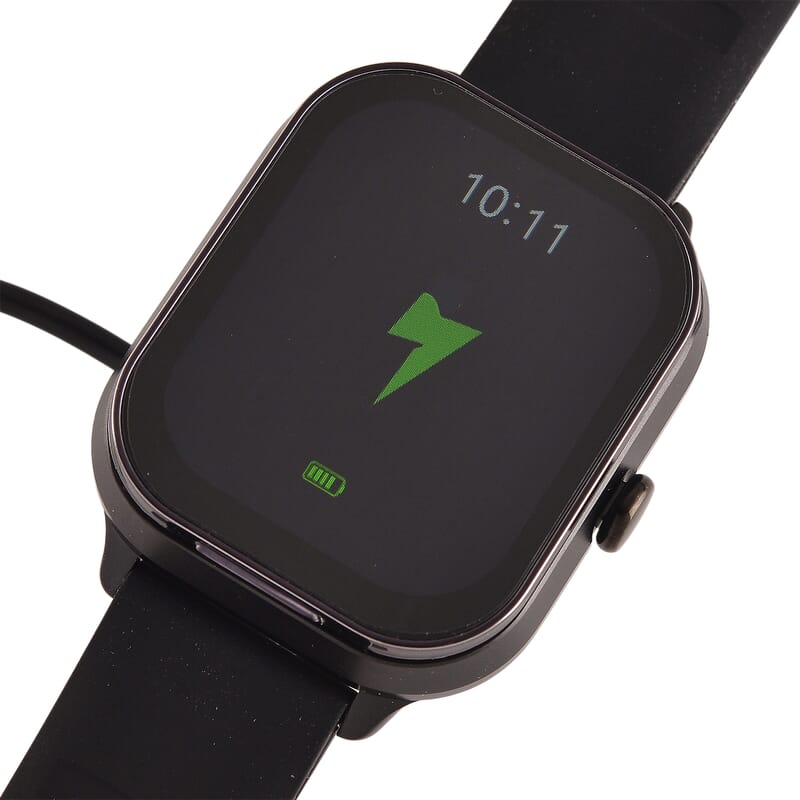 D8_PRO Smart Watch with Black and Orange Silicone Strap and Earbuds