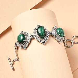 EverTrue African Malachite 29.35 ctw Bracelet in Stainless Steel (7.00 In)