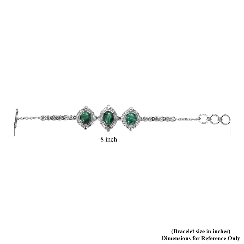 EverTrue African Malachite 29.35 ctw Bracelet in Stainless Steel (7.00 In)