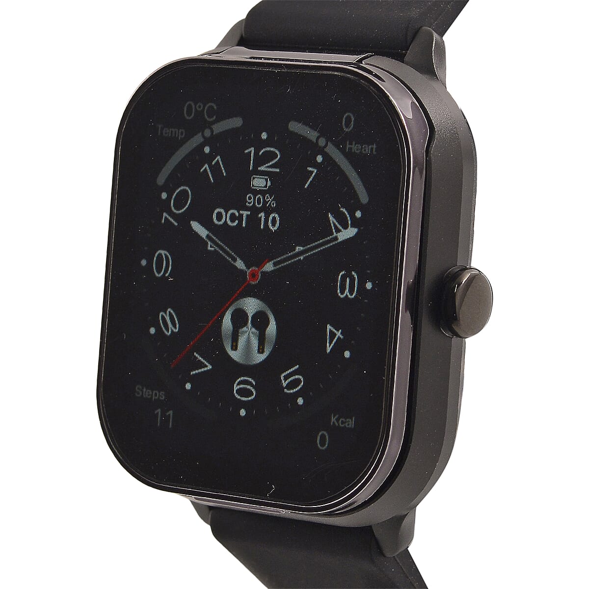 D8_PRO Smart Watch with Black and Gray Silicone Strap and Earbuds image number 5