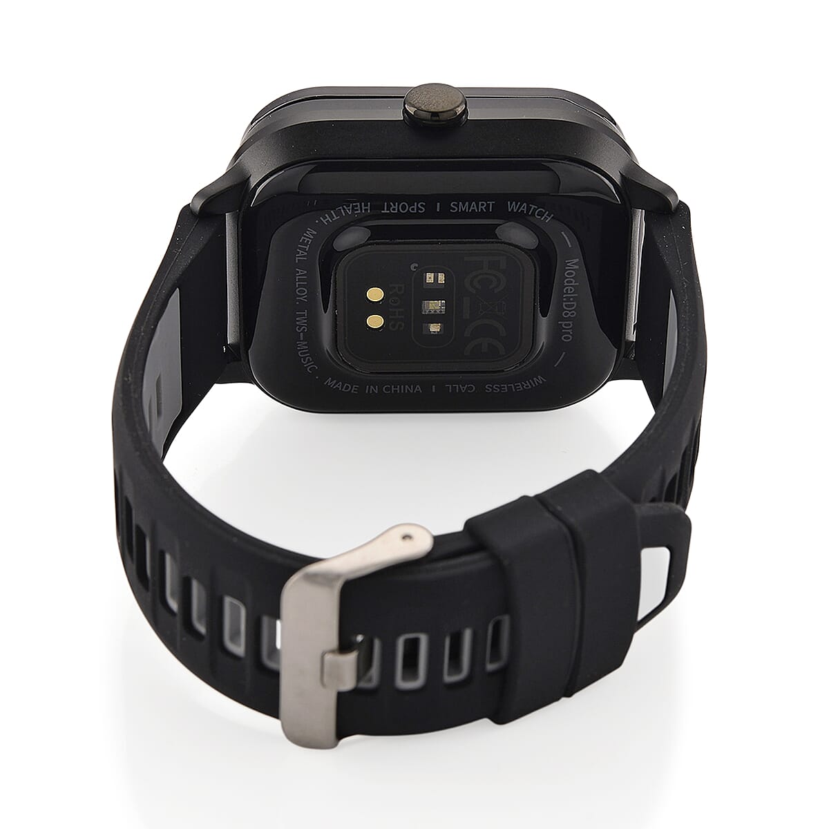 D8_PRO Smart Watch with Black and Gray Silicone Strap and Earbuds image number 8