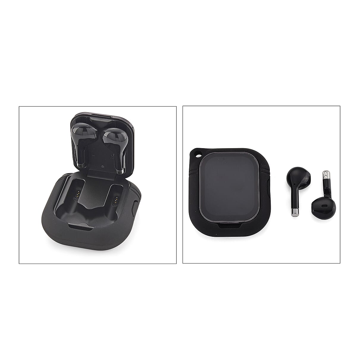 D8_PRO Smart Watch with Black and Gray Silicone Strap and Earbuds image number 12