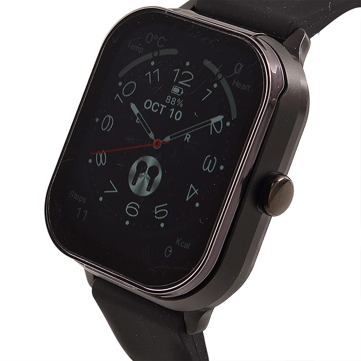 D8_PRO Smart Watch with Black and Blue Silicone Strap and Earbuds image number 5