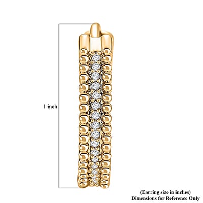 Simulated Diamond Luster Bead Hoop Earrings in Goldtone