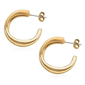 Simulated Diamond Hoop Earrings in Goldtone