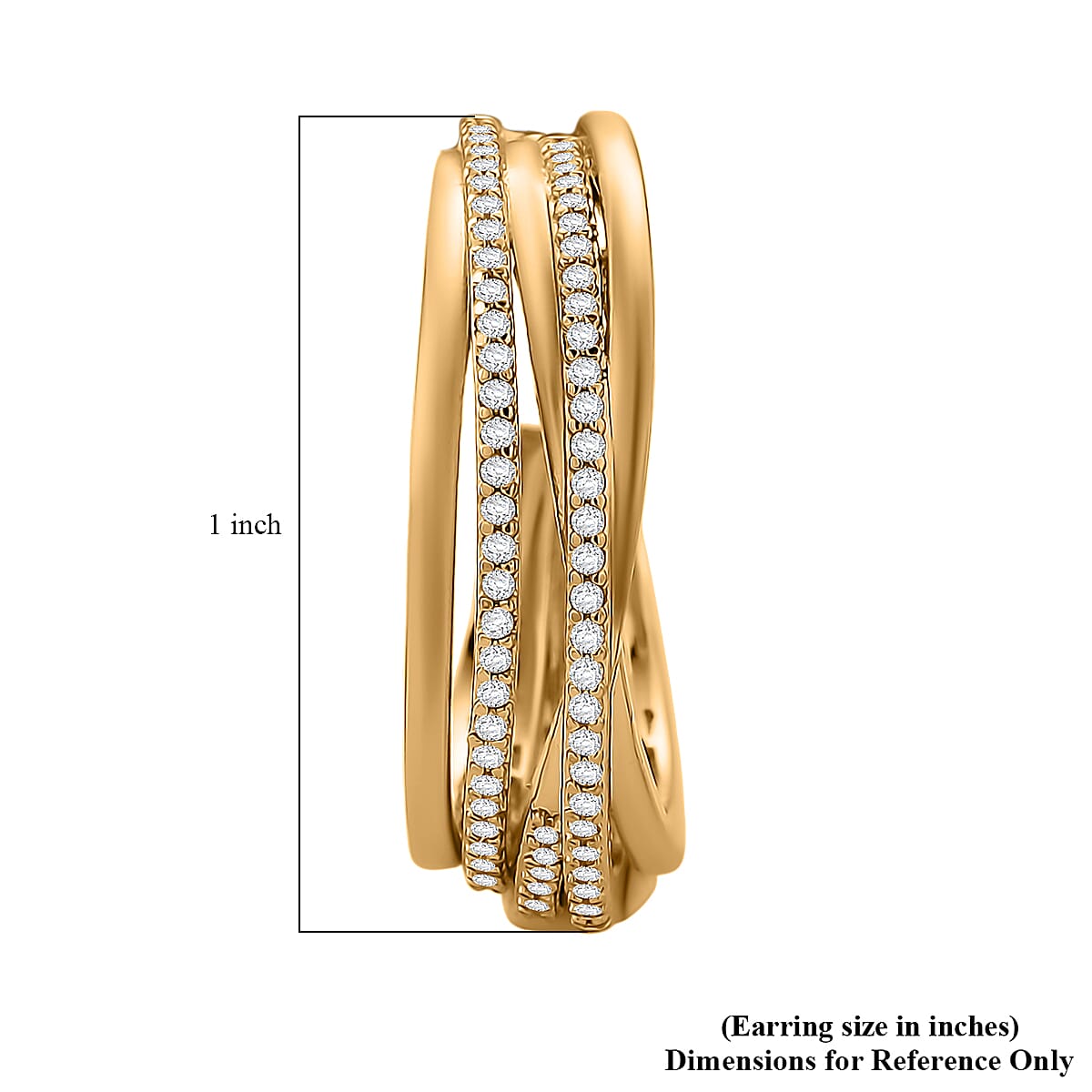 Simulated Diamond Hoop Earrings in Goldtone image number 5