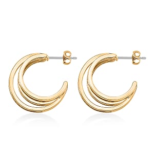 Simulated Diamond Hoop Earrings in Goldtone