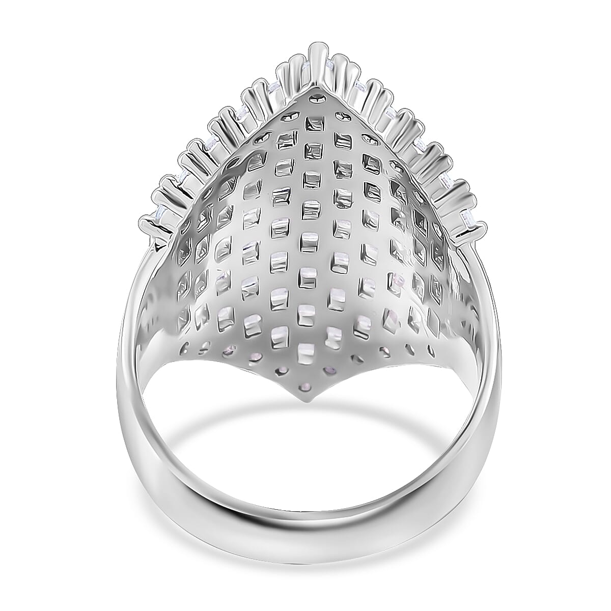Simulated Diamond Statement Ring in Silvertone (Size 10.0) 1.50 ctw image number 4