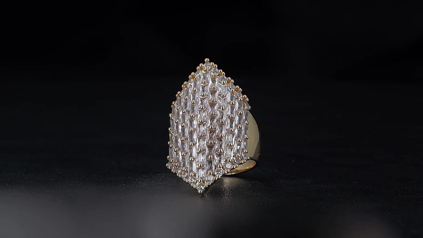Simulated Diamond Statement Ring in Silvertone (Size 10.0) 1.50 ctw