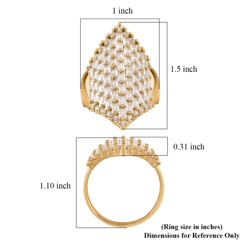 Simulated Diamond Statement Ring in Goldtone (Size 9.0)