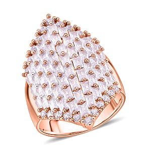 Simulated Diamond Statement Ring in Rosetone (Size 8.0)