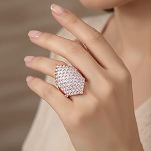 Simulated Diamond Statement Ring in Rosetone (Size 8.0)