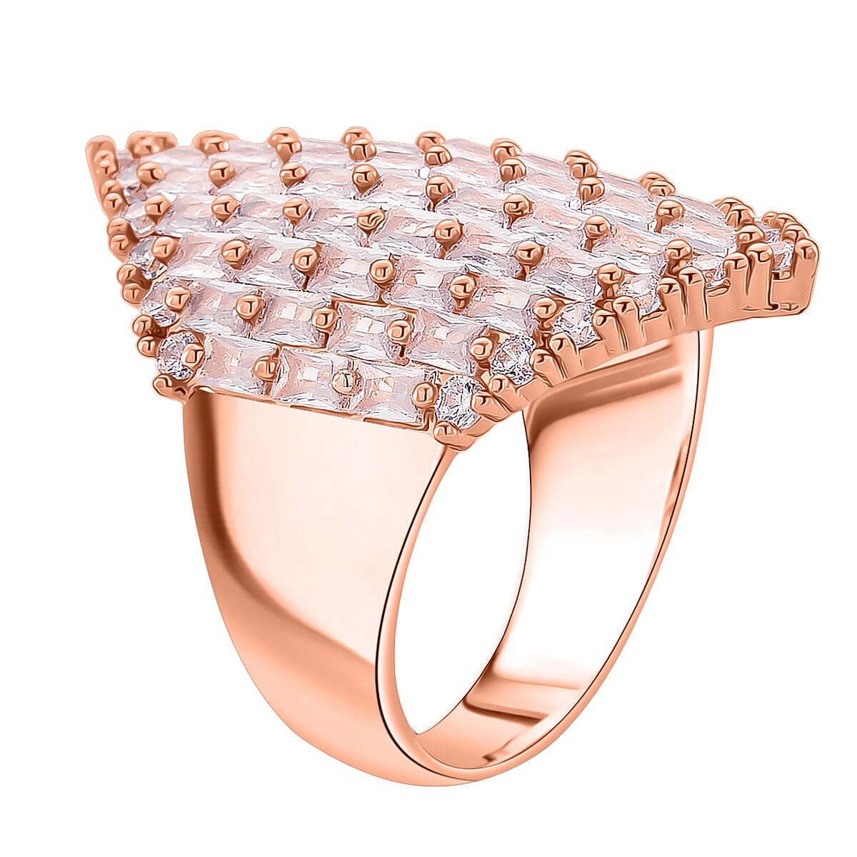 Simulated Diamond Statement Ring in Rosetone (Size 8.0) image number 3