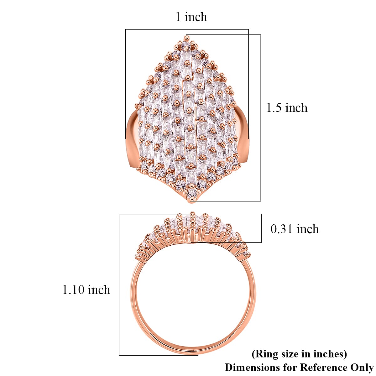Simulated Diamond Statement Ring in Rosetone (Size 8.0) image number 5