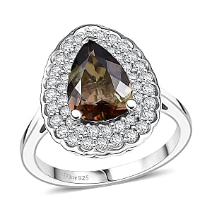 D'Joy Premium Jenipapo Andalusite and Moissanite 2.30 ctw Ring in Rhodium Over Sterling Silver (Size 6.0)