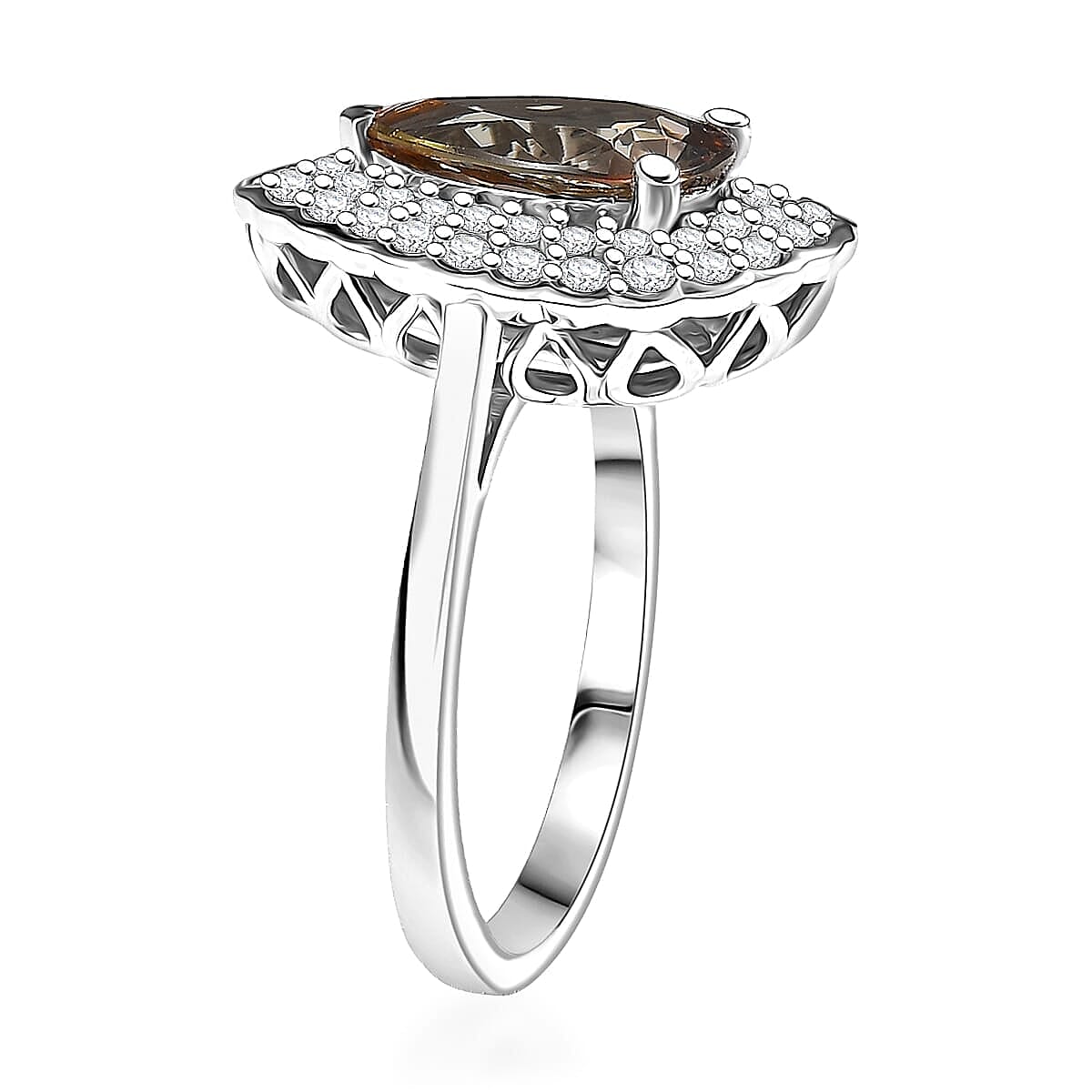 D'Joy Premium Jenipapo Andalusite and Moissanite 2.30 ctw Ring in Rhodium Over Sterling Silver (Size 6.0) image number 3