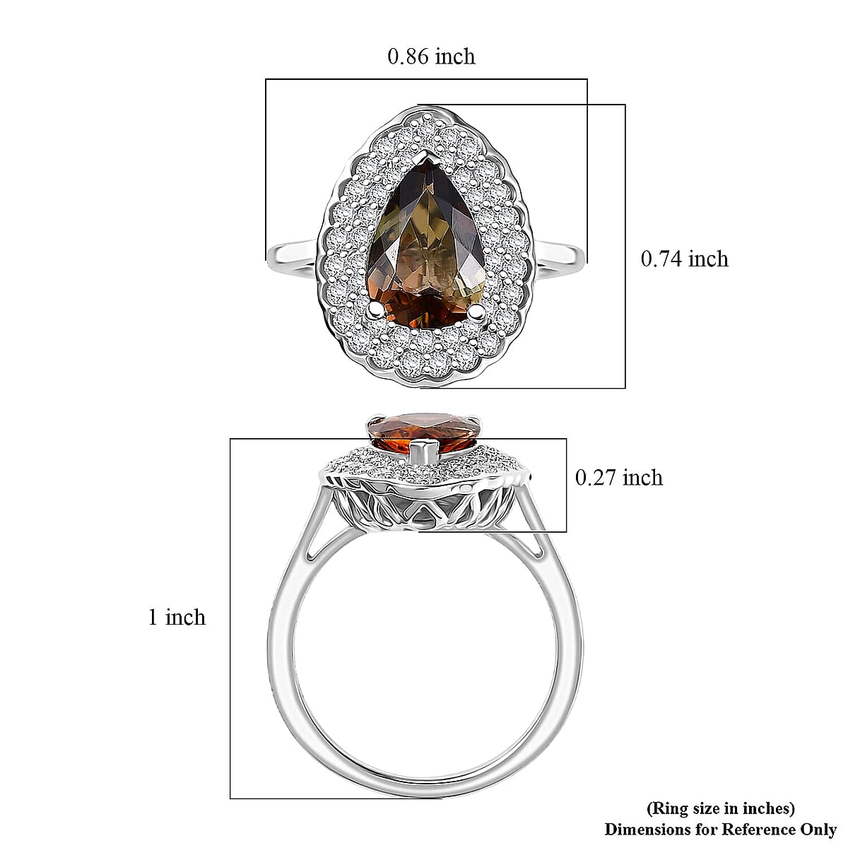 D'Joy Premium Jenipapo Andalusite and Moissanite 2.30 ctw Ring in Rhodium Over Sterling Silver (Size 6.0) image number 5