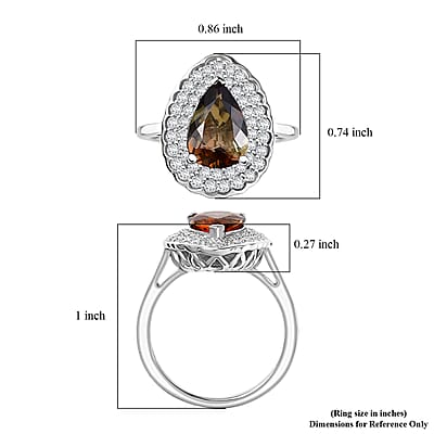 D'Joy Premium Jenipapo Andalusite and Moissanite 2.30 ctw Ring in Rhodium Over Sterling Silver (Size 8.0)