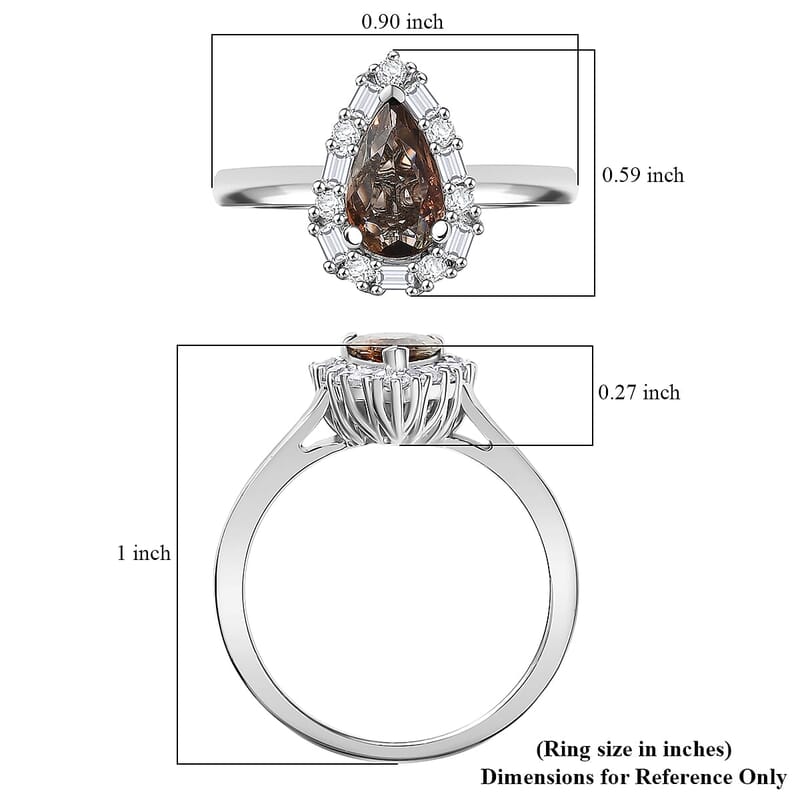 D'Joy Premium Jenipapo Andalusite and Moissanite 2.20 ctw Ring in Rhodium Over Sterling Silver (Size 6.0)