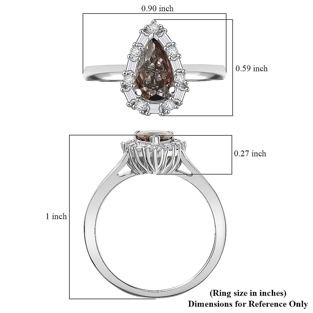 D'Joy Premium Jenipapo Andalusite and Moissanite 2.20 ctw Ring in Rhodium Over Sterling Silver (Size 7.0) image number 5