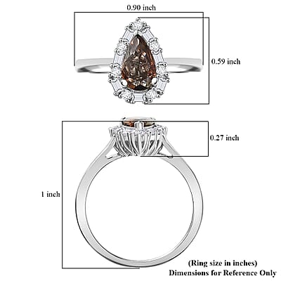 D'Joy Premium Jenipapo Andalusite and Moissanite 1.50 ctw Ring in Rhodium Over Sterling Silver (Size 8.0)