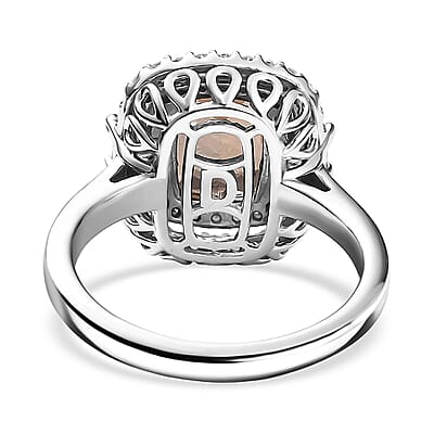 D'Joy Premium Jenipapo Andalusite and Moissanite 3.40 ctw Ring in Rhodium Over Sterling Silver (Size 6.0)