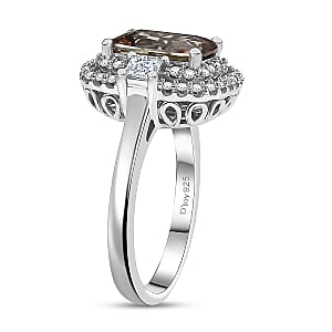 D'Joy Premium Jenipapo Andalusite and Moissanite 3.10 ctw Ring in Rhodium Over Sterling Silver (Size 7.0)