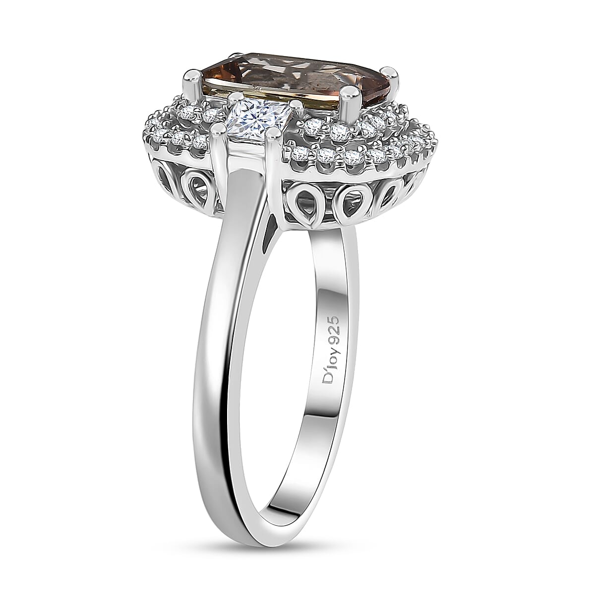 D'Joy Premium Jenipapo Andalusite and Moissanite 3.10 ctw Ring in Rhodium Over Sterling Silver (Size 8.0) image number 3