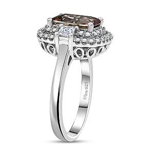 D'Joy Premium Jenipapo Andalusite and Moissanite 3.10 ctw Ring in Rhodium Over Sterling Silver (Size 8.0)