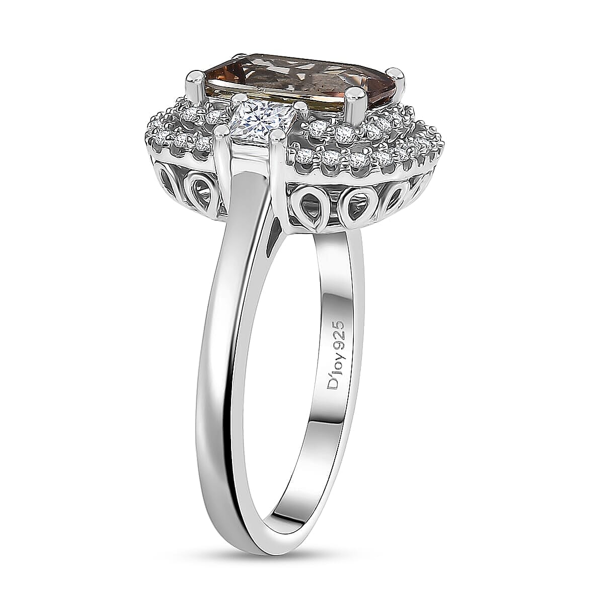 D'Joy Premium Jenipapo Andalusite and Moissanite 3.40 ctw Ring in Rhodium Over Sterling Silver (Size 9.0) image number 3