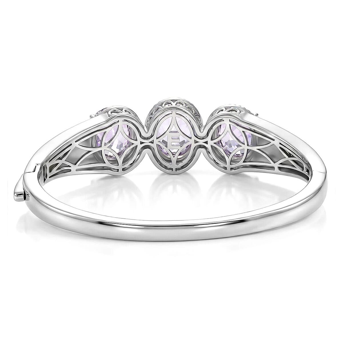 EverTrue Rose De France Amethyst and Chrome Diopside 14 ctw Regal Trinity Bangle Bracelet in 18K RG Plated and Platinum Bond (6.50 In)  image number 4
