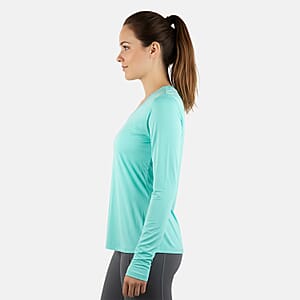 CLOSEOUT JONES NEW YORK Aquamarine Fitted Power Mesh Wicking Pullover Long Sleeve - L