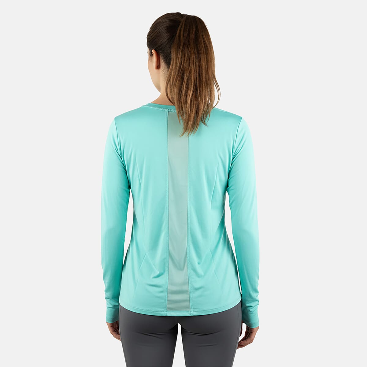 CLOSEOUT JONES NEW YORK Aquamarine Fitted Power Mesh Wicking Pullover Long Sleeve - S image number 1