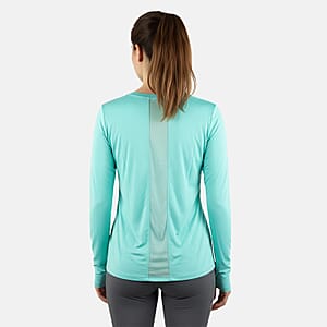 CLOSEOUT JONES NEW YORK Aquamarine Fitted Power Mesh Wicking Pullover Long Sleeve - S