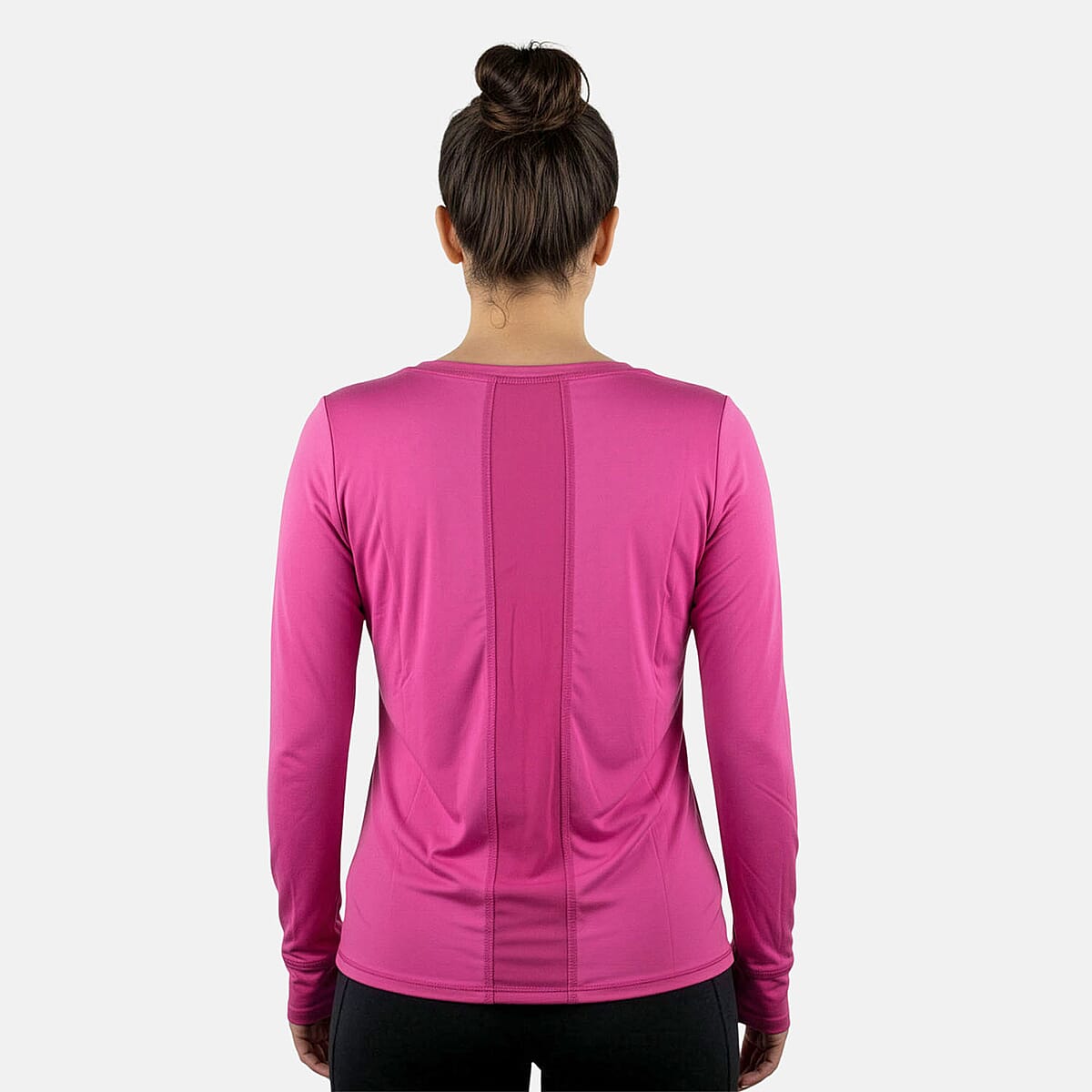 CLOSEOUT JONES NEW YORK Fuchsia Fitted Power Mesh Wicking Pullover Long Sleeve - M image number 1