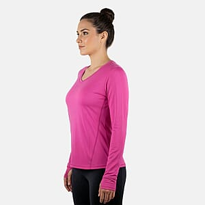 CLOSEOUT JONES NEW YORK Fuchsia Fitted Power Mesh Wicking Pullover Long Sleeve - M