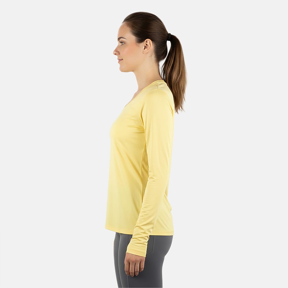 CLOSEOUT JONES NEW YORK Sunshine Fitted Power Mesh Wicking Pullover Long Sleeve - L image number 2