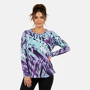 CLOSEOUT JONES NEW YORK Purple Palm Brushed Microfiber Long Sleeve with Kangaroo Pocket - S