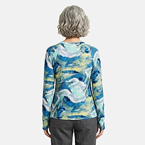 CLOSEOUT JONES NEW YORK Aqua Swirl Brushed Microfiber Long Sleeve with Kangaroo Pocket - S