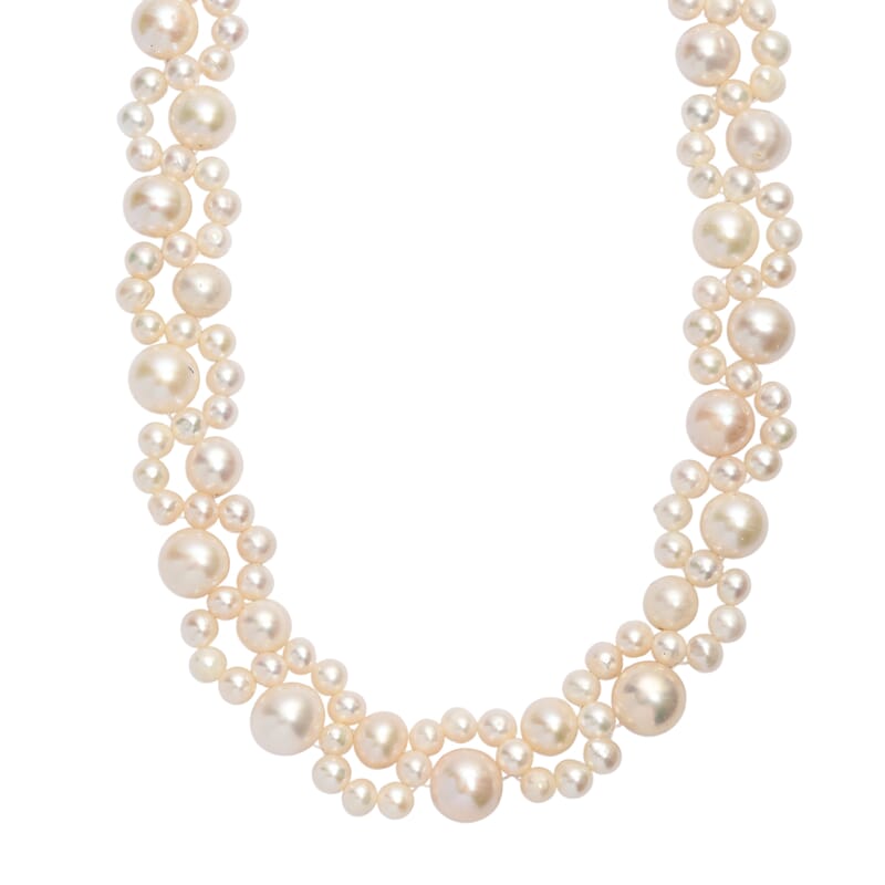 D'Joy Freshwater Pearl Necklace in Rhodium Over Sterling Silver 18 Inches