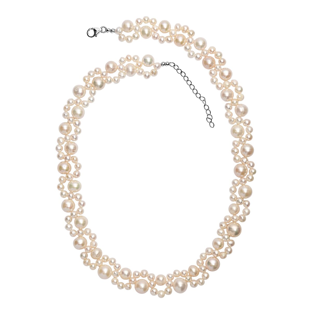 D'Joy Freshwater Pearl Necklace in Rhodium Over Sterling Silver 18 Inches image number 3