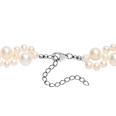 D'Joy Freshwater Pearl Necklace in Rhodium Over Sterling Silver 18 Inches