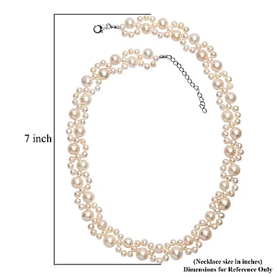 D'Joy Freshwater Pearl Necklace in Rhodium Over Sterling Silver 18 Inches