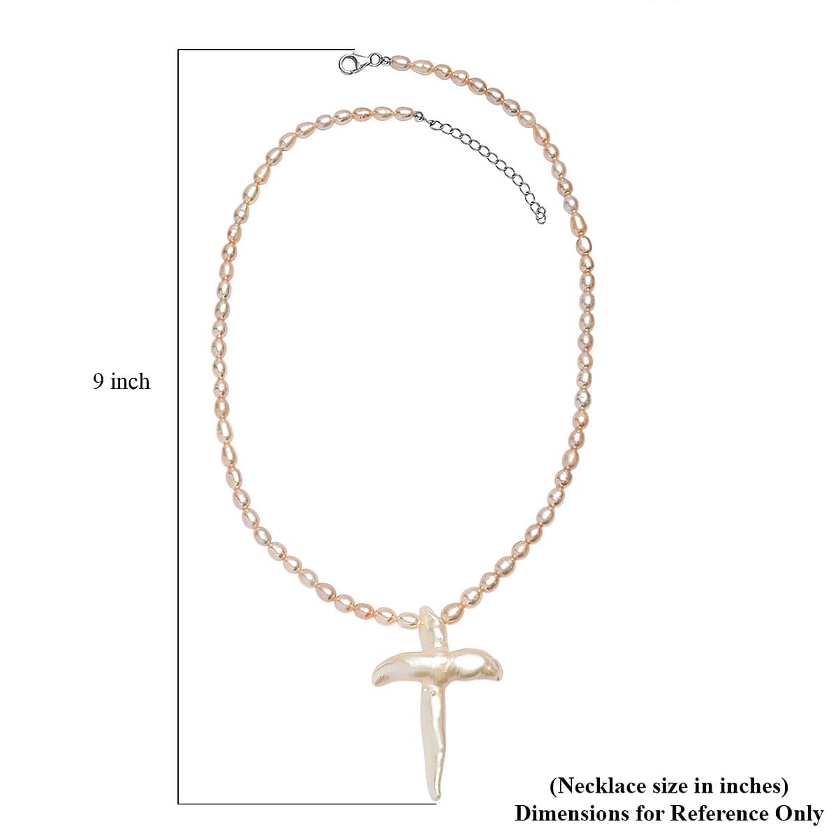 D'Joy Freshwater Pearl Necklace with Angel Charm in Rhodium Over Sterling Silver 18 Inches image number 5