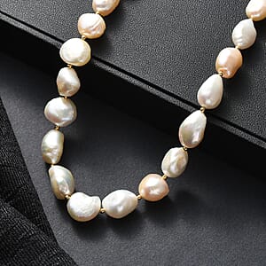 D'Joy Freshwater Pearl Necklace in 18K Vermeil Yellow Gold Over Sterling Silver 18 Inches